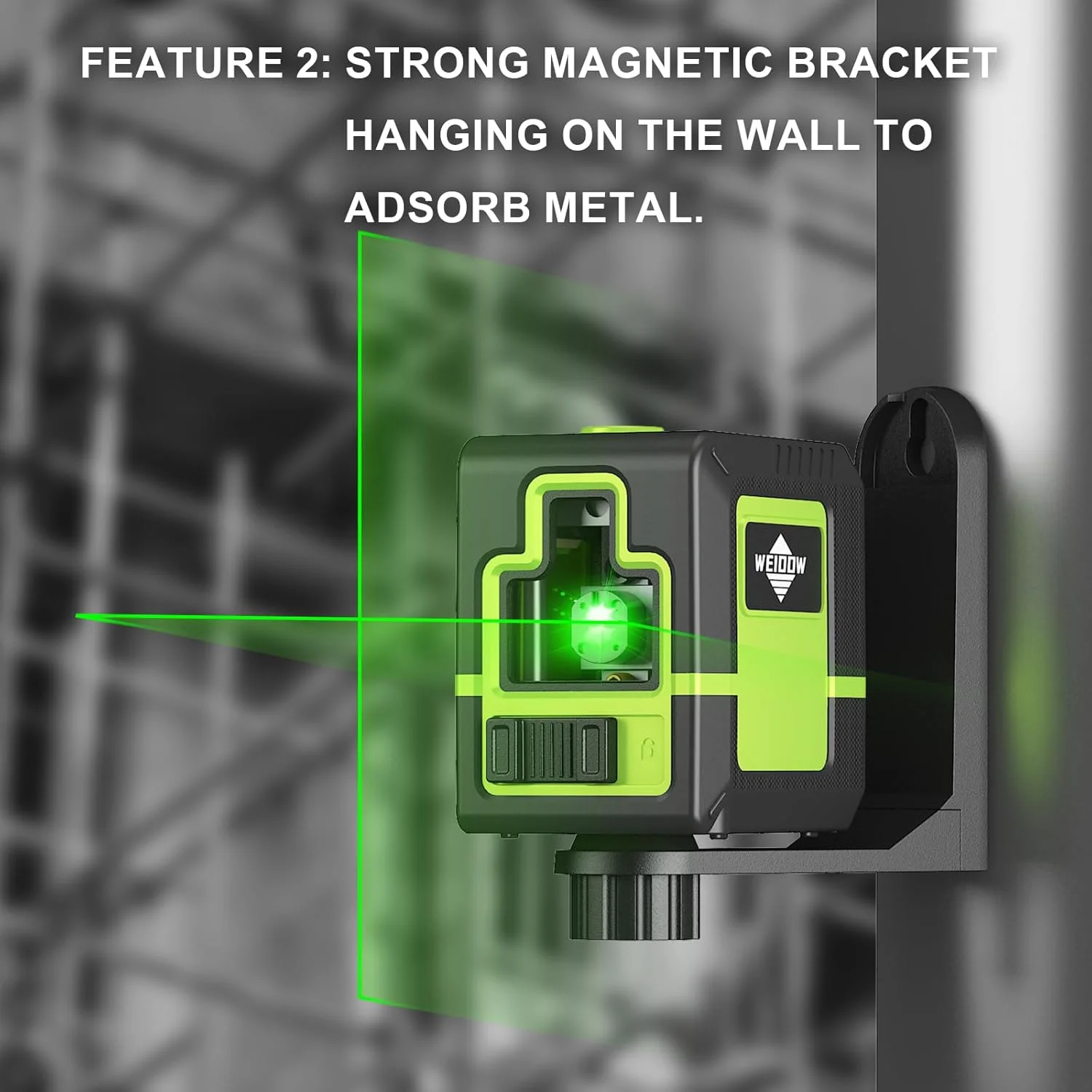 Weiddw 2 Lines Professional Laser Level with Tripod 360°Self Leveling Cross Green Line Horizontal and vertical Laser Level Tools - Image 3