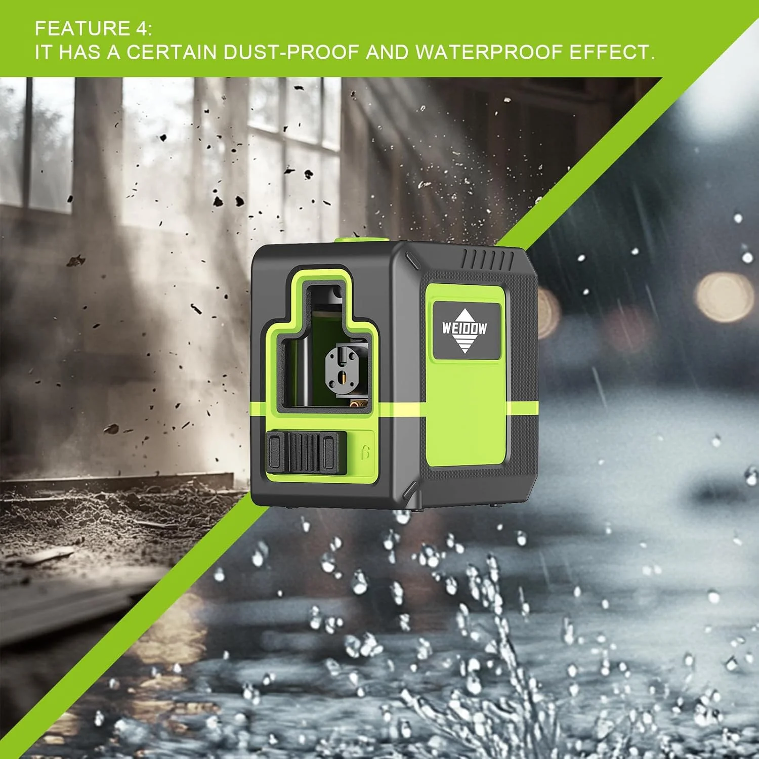 Weiddw 2 Lines Professional Laser Level with Tripod 360°Self Leveling Cross Green Line Horizontal and vertical Laser Level Tools - Image 5