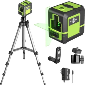 Weiddw 2 Lines Professional Laser Level with Tripod 360°Self Leveling Cross Green Line Horizontal and vertical Laser Level Tools