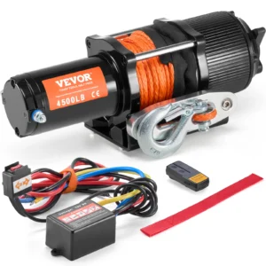 SucceBuy 4500lbs ATV/UTV Electric Winch 12V DC with 39 ft Synthetic Rope Wireless & Wired RemoteControl IP55 Waterproof for Jeep