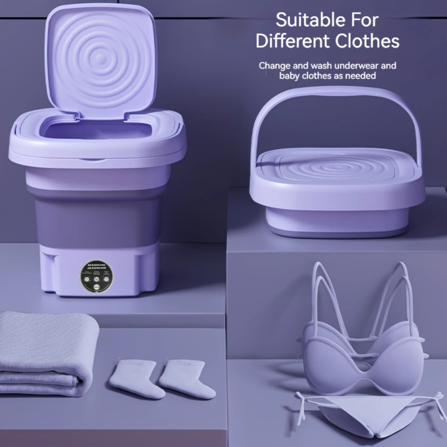 2.11gal Large Capacity Folding Washing Machine, Mini Portable, Suitable For Or Travel, Suitable For Automatic Washing Of Underw - Image 4