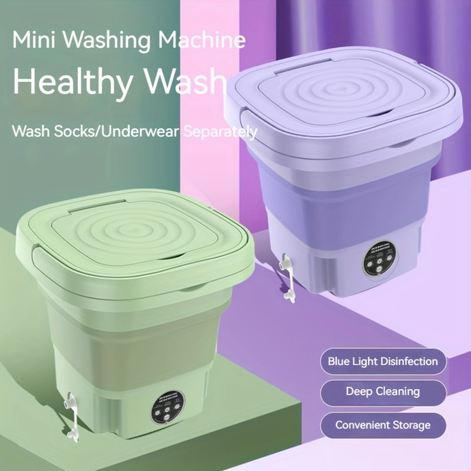 2.11gal Large Capacity Folding Washing Machine, Mini Portable, Suitable For Or Travel, Suitable For Automatic Washing Of Underw - Image 2
