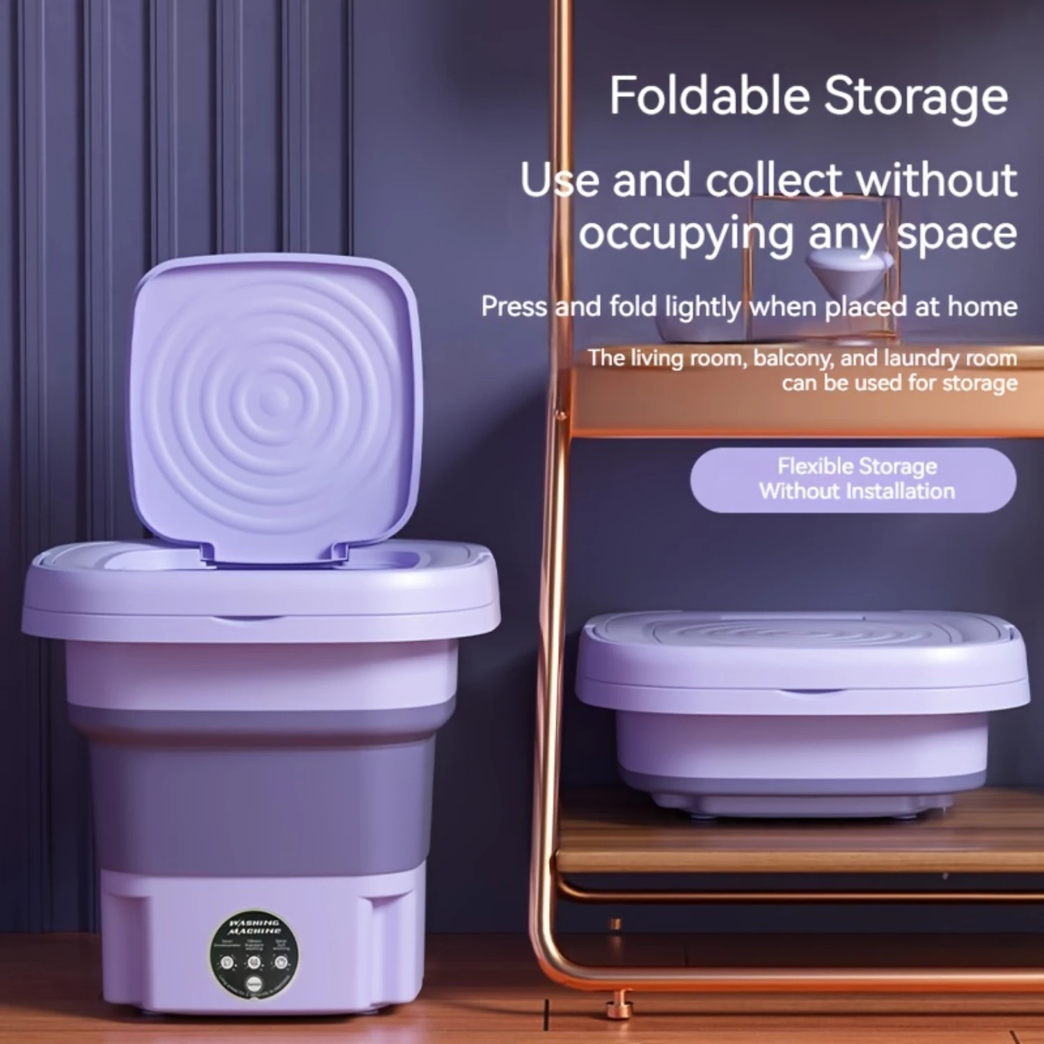 2.11gal Large Capacity Folding Washing Machine, Mini Portable, Suitable For Or Travel, Suitable For Automatic Washing Of Underw - Image 3